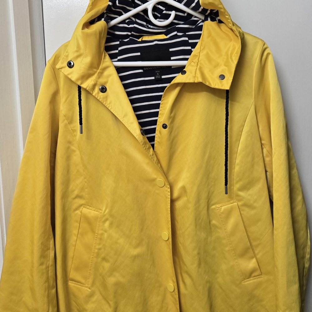 Banana Republic Yellow Hooded Trench Coat